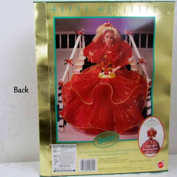 BARBIE HAPPY HOLIDAYS SPECIAL EDITION BLONDE in GLORIOUS RED SPARKLE BALL GOWN - Picture 5 of 5